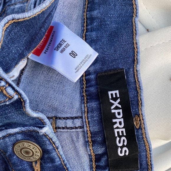 Express performance stretch shortie high rise/waist shorts sz 00 roll cuff - Picture 9 of 9